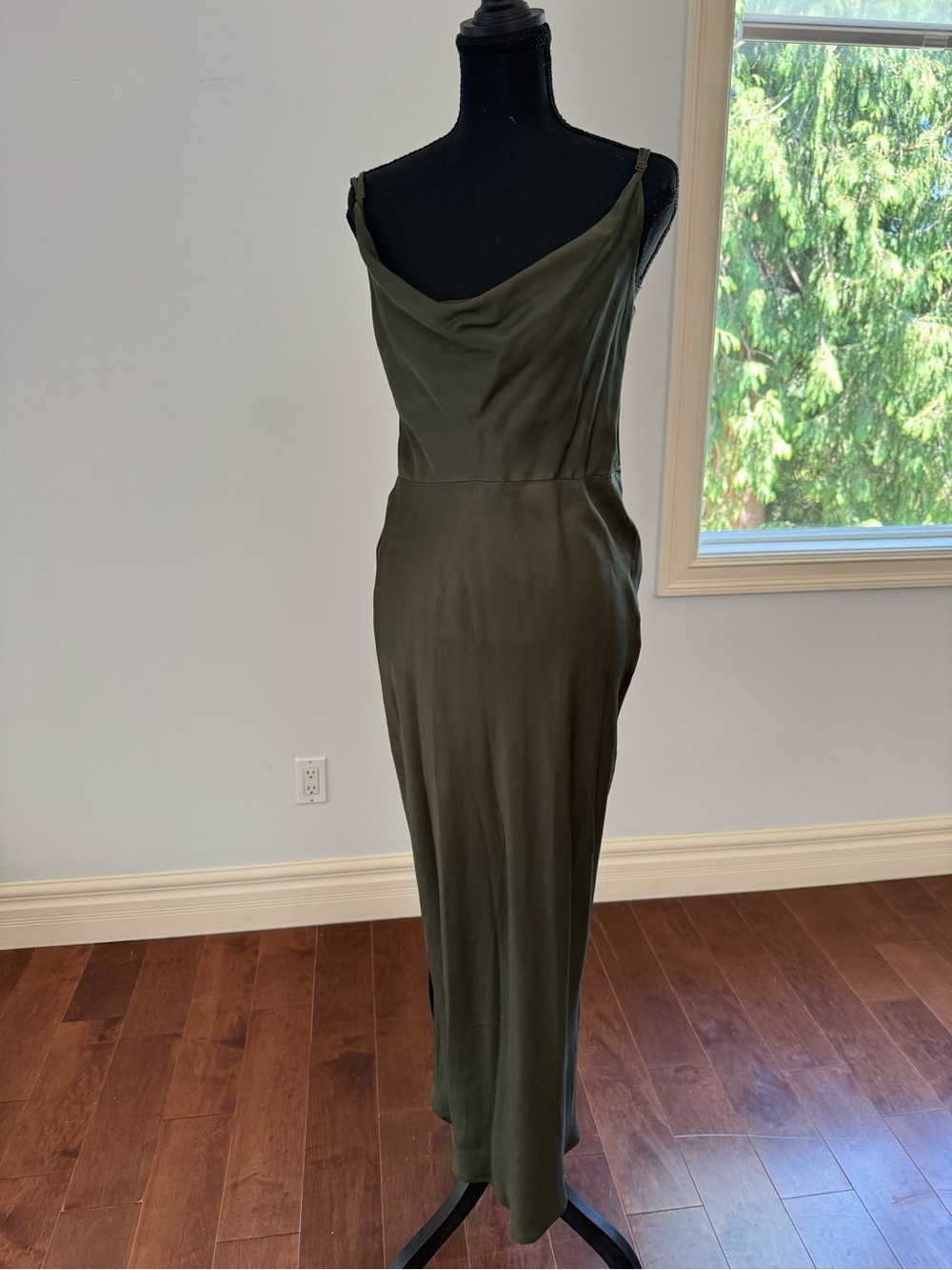 Anthropologie Olive Green Cowl-Neck Maxi Dress